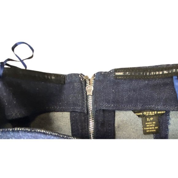 Guess S Dress mini Blue Denim Deco Strapless Fitted Bodycon NWT New - Picture 5 of 7